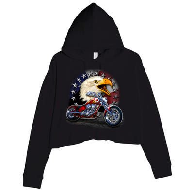 USA Chopper Bald Eagle Muscle Crop Fleece Hoodie