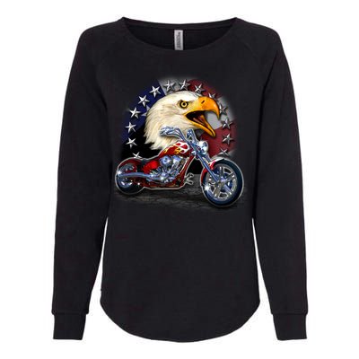 USA Chopper Bald Eagle Muscle Womens California Wash Sweatshirt