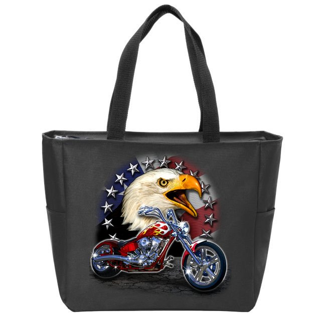 USA Chopper Bald Eagle Muscle Zip Tote Bag