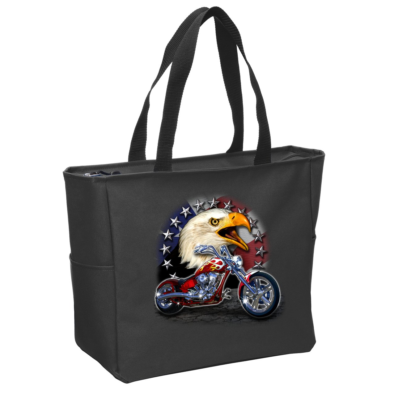 USA Chopper Bald Eagle Muscle Zip Tote Bag