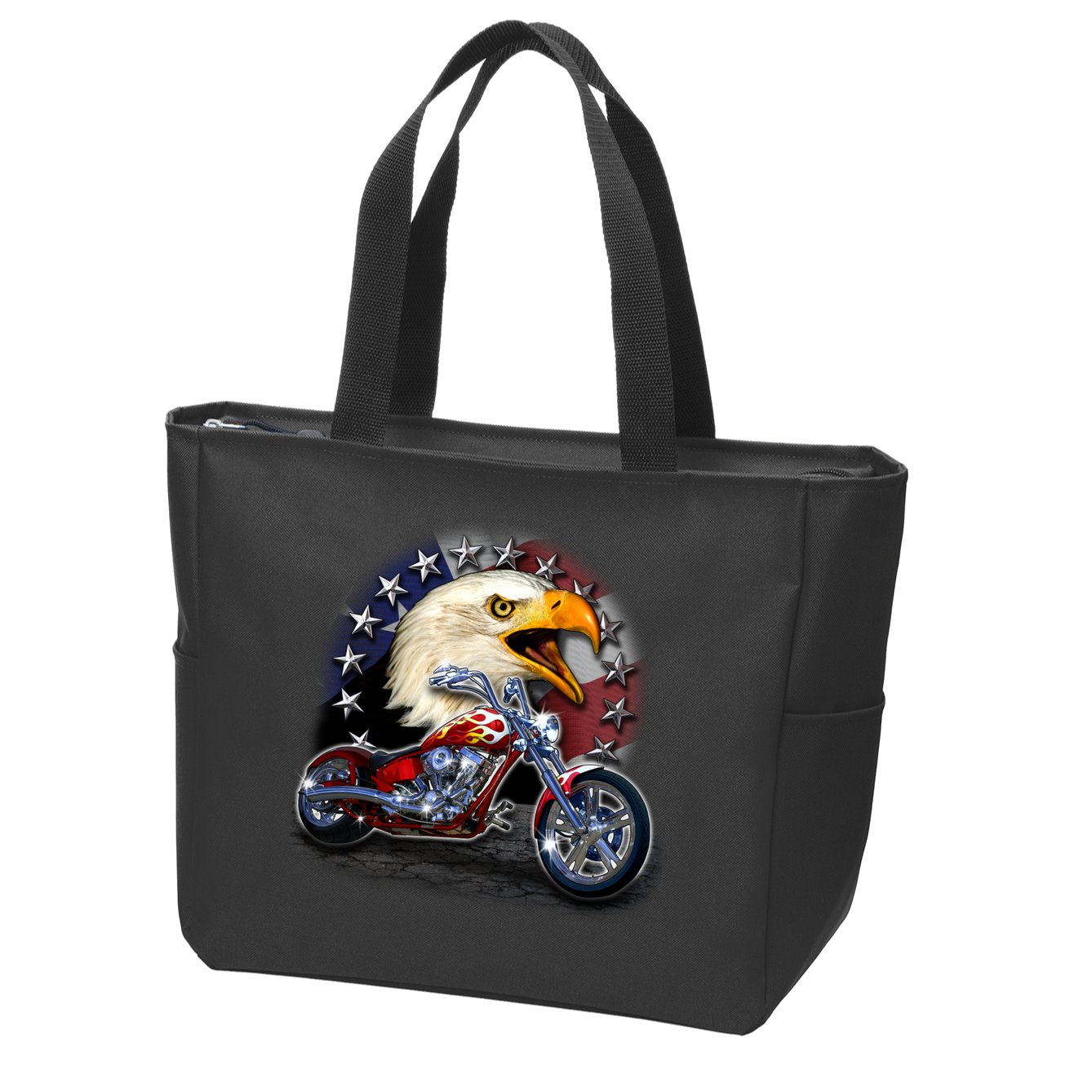 USA Chopper Bald Eagle Muscle Zip Tote Bag
