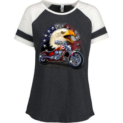 USA Chopper Bald Eagle Muscle Enza Ladies Jersey Colorblock Tee