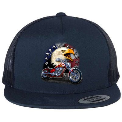 USA Chopper Bald Eagle Muscle Flat Bill Trucker Hat