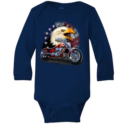 USA Chopper Bald Eagle Muscle Baby Long Sleeve Bodysuit