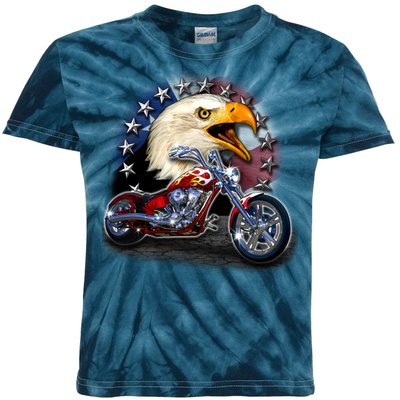 USA Chopper Bald Eagle Muscle Kids Tie-Dye T-Shirt