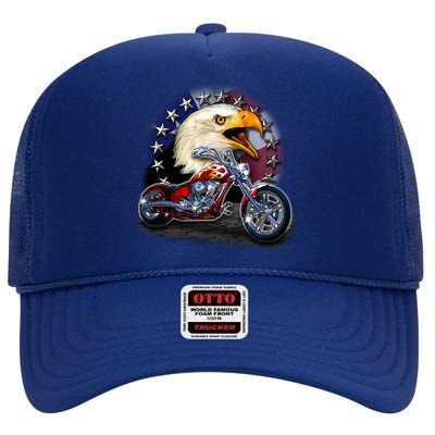 USA Chopper Bald Eagle Muscle High Crown Mesh Back Trucker Hat