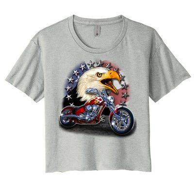 USA Chopper Bald Eagle Muscle Women's Crop Top Tee