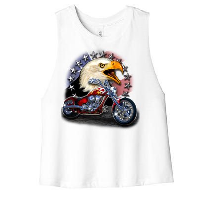 USA Chopper Bald Eagle Muscle Women's Racerback Cropped Tank