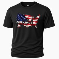 USA Country Flag Cooling Performance Crew T-Shirt