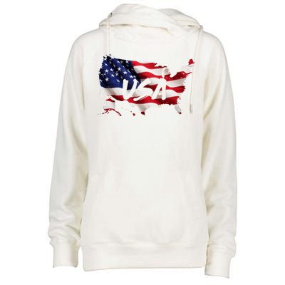 USA Country Flag Womens Funnel Neck Pullover Hood