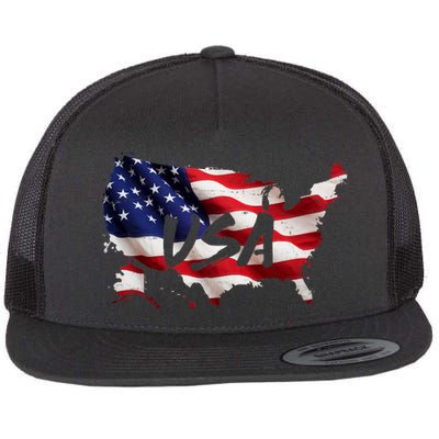 USA Country Flag Flat Bill Trucker Hat