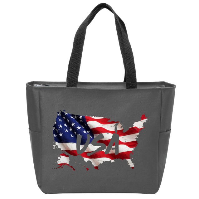 USA Country Flag Zip Tote Bag
