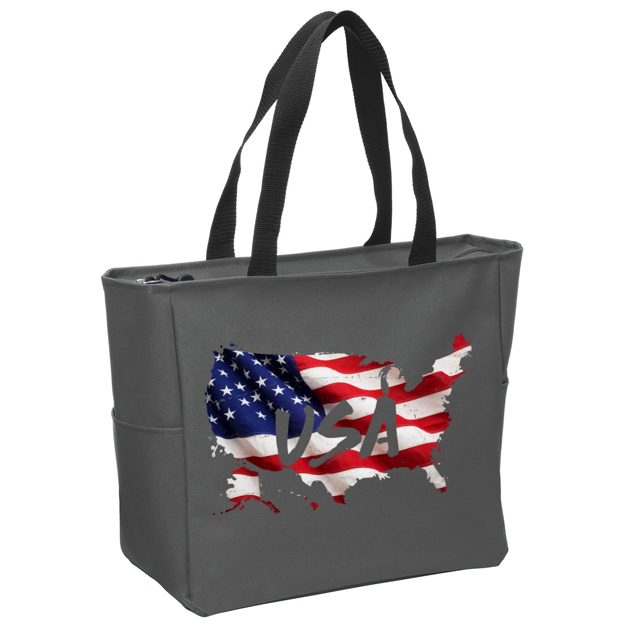 USA Country Flag Zip Tote Bag