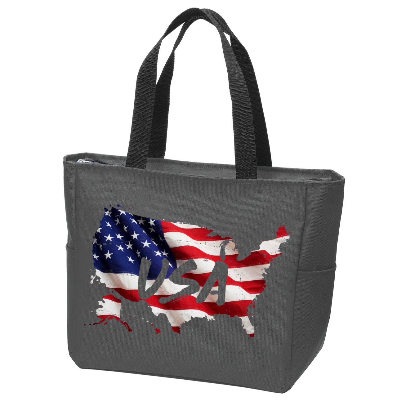 USA Country Flag Zip Tote Bag