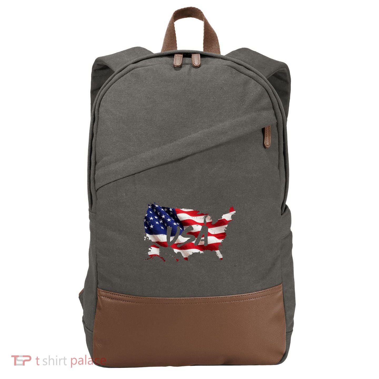 USA Country Flag Cotton Canvas Backpack