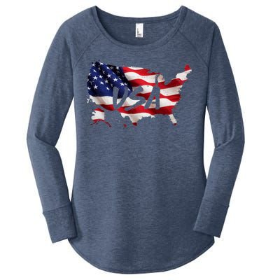 USA Country Flag Women's Perfect Tri Tunic Long Sleeve Shirt