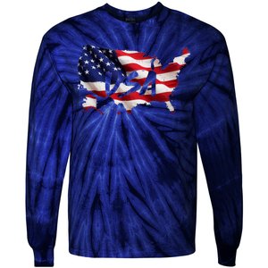 USA Country Flag Tie-Dye Long Sleeve Shirt