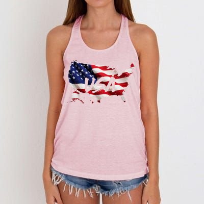 USA Country Flag Women's Knotted Racerback Tank