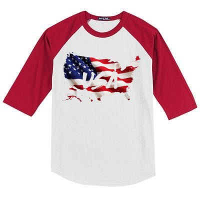 USA Country Flag Kids Colorblock Raglan Jersey