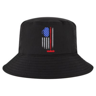 USA Curling Flag Cool Comfort Performance Bucket Hat