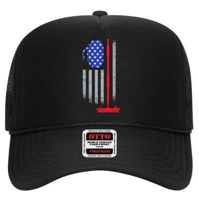 USA Curling Flag High Crown Mesh Back Trucker Hat