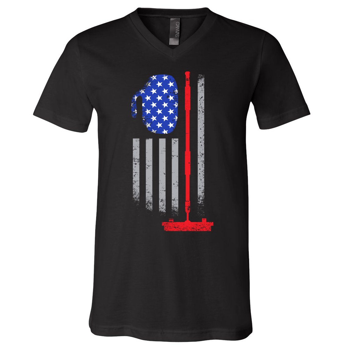USA Curling Flag V-Neck T-Shirt