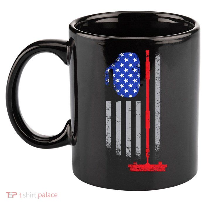 USA Curling Flag 11oz C Handle Ceramic Mug