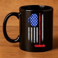 USA Curling Flag 11oz C Handle Ceramic Mug