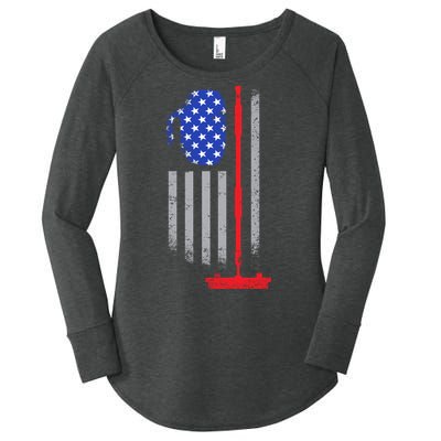 USA Curling Flag Women's Perfect Tri Tunic Long Sleeve Shirt