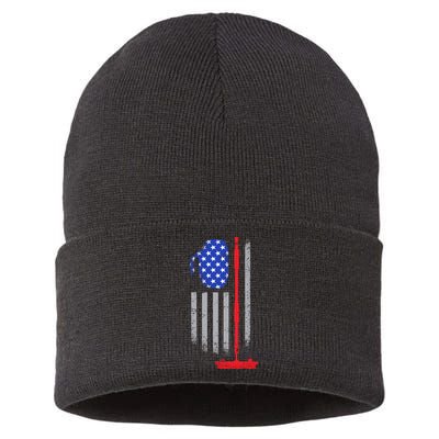 USA Curling Flag Sustainable Knit Beanie