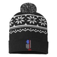 USA Curling Flag USA-Made Snowflake Beanie