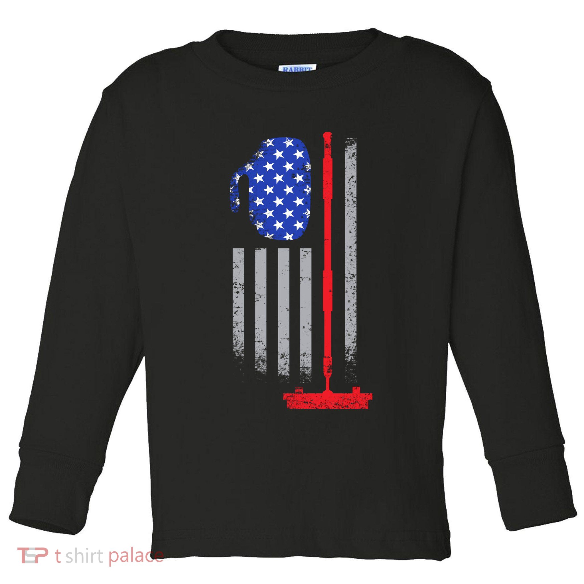 USA Curling Flag Toddler Long Sleeve Shirt