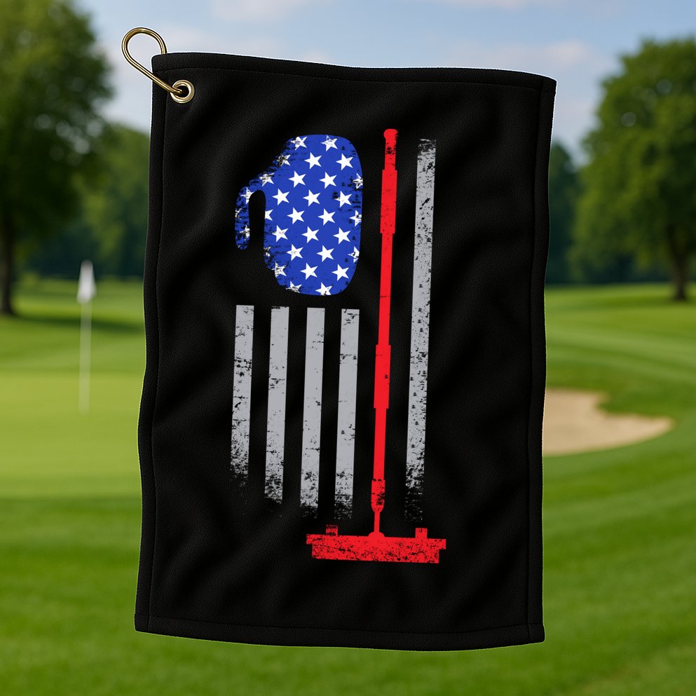 USA Curling Flag Golf Towel