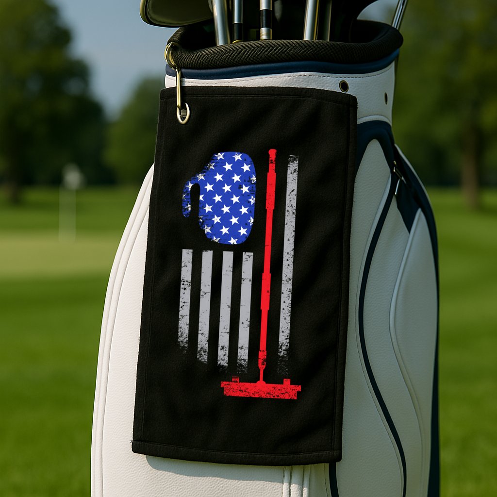USA Curling Flag Golf Towel