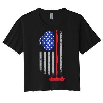 USA Curling Flag Women's Crop Top Tee