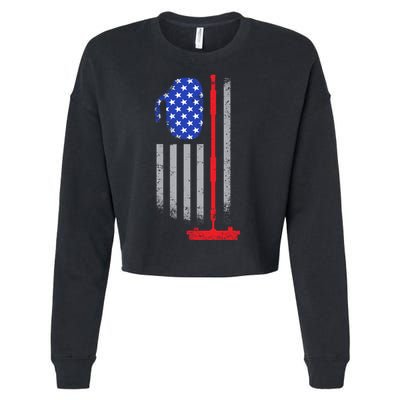 USA Curling Flag Cropped Pullover Crew