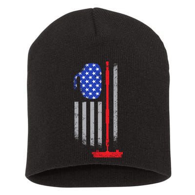 USA Curling Flag Short Acrylic Beanie