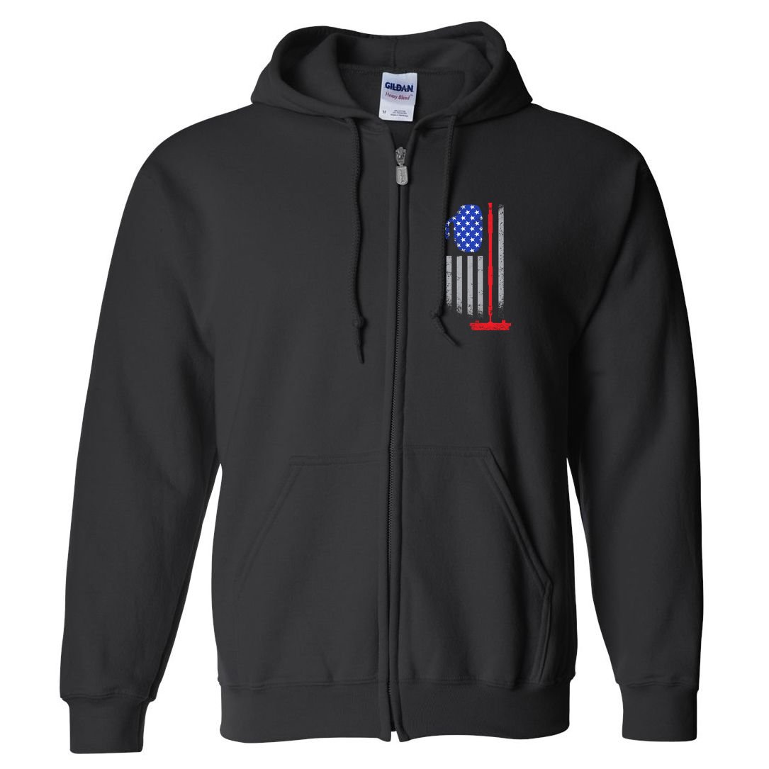 USA Curling Flag Full Zip Hoodie