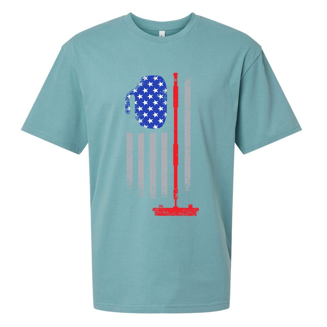 USA Curling Flag Sueded Cloud Jersey T-Shirt