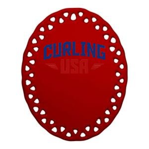 USA Curling Team Ceramic Oval Ornament