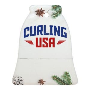 USA Curling Team Ceramic Bell Ornament