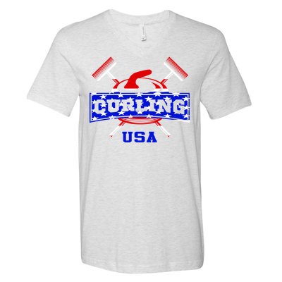 USA Curling Team Champs Winter Sports Games V-Neck T-Shirt