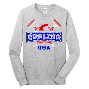 USA Curling Team Champs Winter Sports Games Tall Long Sleeve T-Shirt