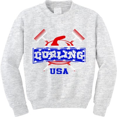 USA Curling Team Champs Winter Sports Games Kids Sweatshirt
