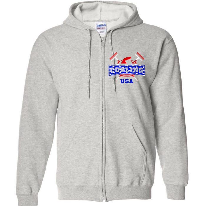 USA Curling Team Champs Winter Sports Games Full Zip Hoodie