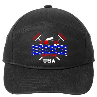 USA Curling Team Champs Winter Sports Games 7-Panel Snapback Hat