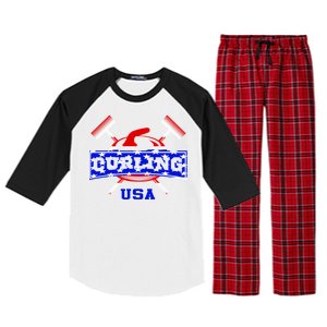 USA Curling Team Champs Winter Sports Games Raglan Sleeve Pajama Set