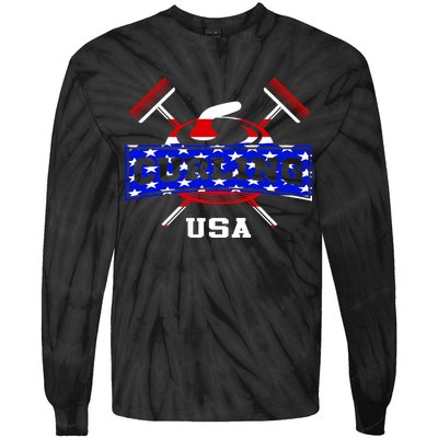 USA Curling Team Champs Winter Sports Games Tie-Dye Long Sleeve Shirt