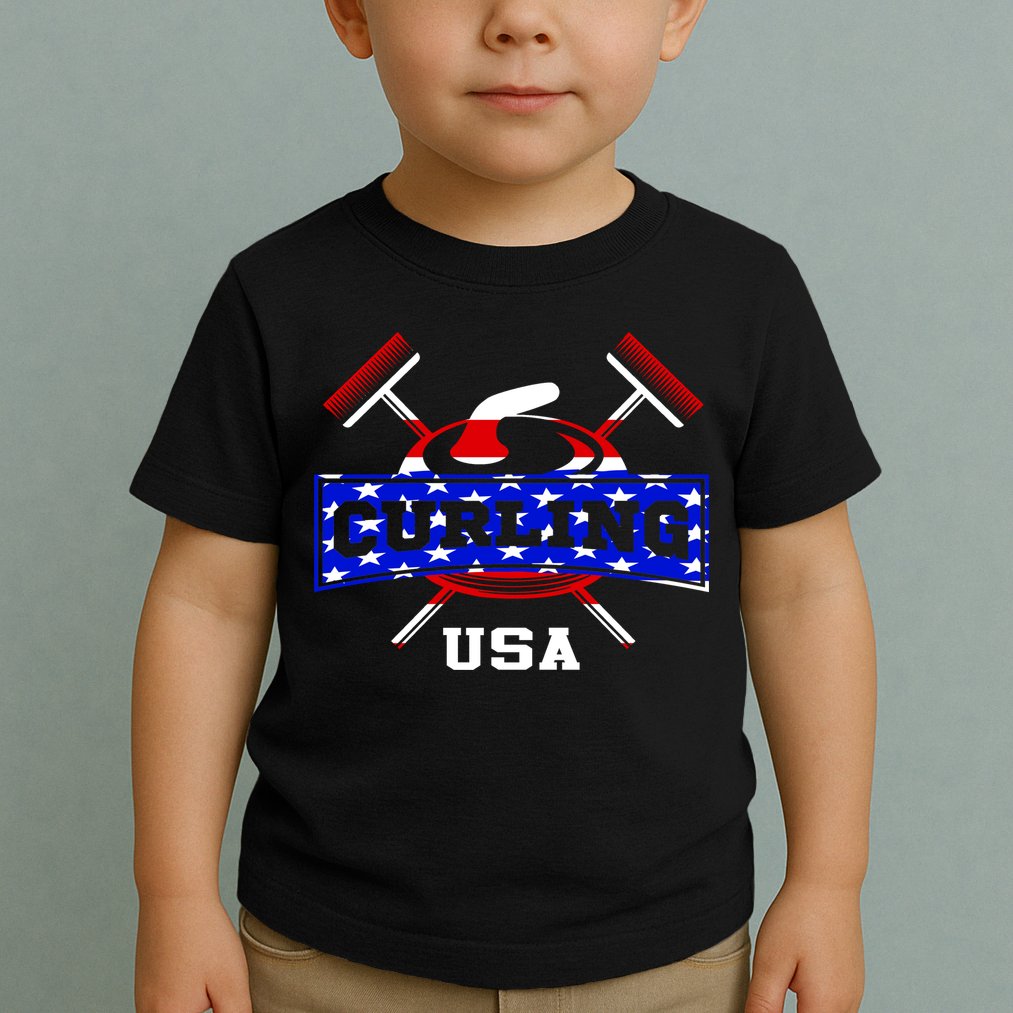 USA Curling Team Champs Winter Sports Games Toddler T-Shirt