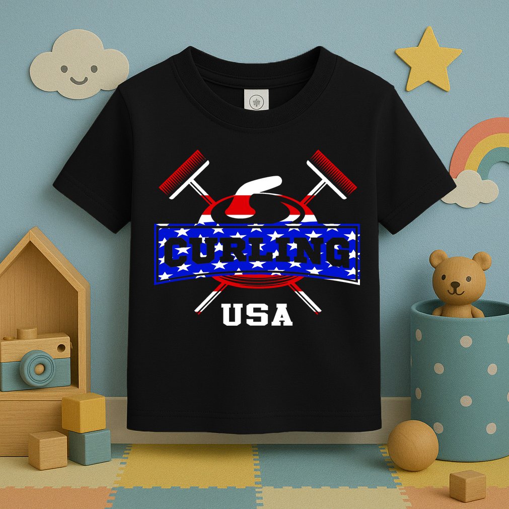USA Curling Team Champs Winter Sports Games Toddler T-Shirt